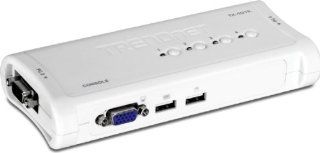 TRENDnet 4 Port USB 2.0 KVM Switch and Cable Kit TK 407K (White): Electronics
