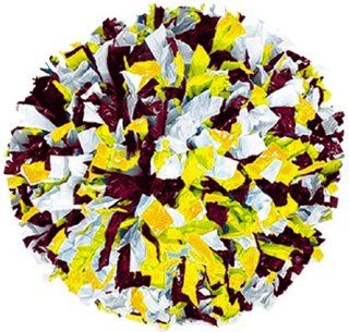 3 Color Mix Wet Look Cheerleaders Poms DARK MAROON/GOLD/WHITE 3/4 W 6 L WET LOOK STRANDS : Sports & Outdoors
