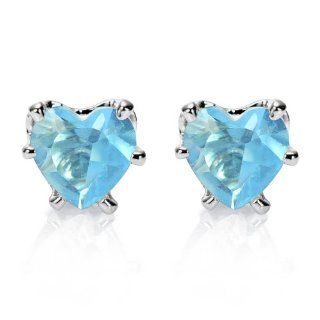 Rizilia Jewelry Appealing Well liked White Gold Plated CZ Heart Cut Aquamare Color Stud Earrings Jewelry