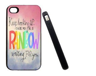 Apple Iphone 4 4g 4s Inspirational Quote Keep Looking Up Design Black Rubber Slim: Cell Phones & Accessories