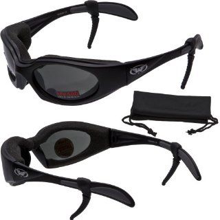 LTD Foam Padded Motorcycle Sunglasses, FREE Rubber EAR LOCKS and Microfiber Cleaning/Storage Pouch   MATTE Black Frame: Automotive