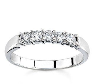 10k White Gold or Yellow Gold Five Stone Diamond Band (H/I2 I3, 1/3 ct. tw.): Jewelry