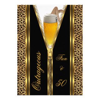 Outrageous Fun & 50 Zipper Gold Beer Drink Personalized Announcement