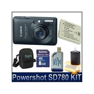 Canon PowerShot SD780IS 12.1 MP Digital Camera with 3x Optical Image Stabilized Zoom and 2.5 inch LCD (Black) Enthusiast Kit : Point And Shoot Digital Camera Bundles : Camera & Photo