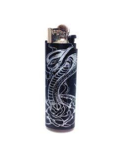 Cool Biker Series Light Weight Metal Gothic Style BIC Lighter Case (Ancient Serpent): Health & Personal Care