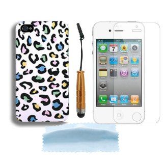 New Fashion Colorful Hybrid Hard Rigid Shell Plastic Back Case Cover Skin For Apple iPhone 4 4G 4S + Free Screen Protector&Touch Pen Stylus: Cell Phones & Accessories