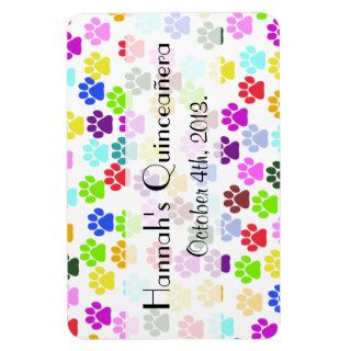 Quinceanera   Dog Paws, Paw prints   Blue Green Rectangular Magnets