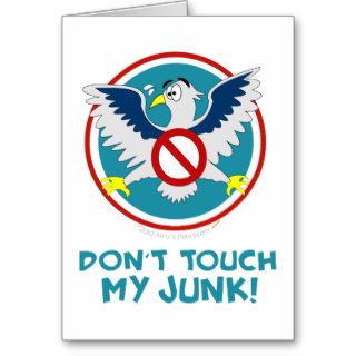 Cartoon Eagle Don't Touch My Junk Funny TSA Logo Greeting Card