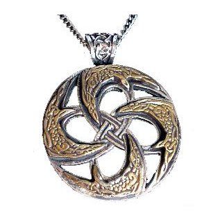 Silver Tone Celtic Viking Fylfot Sun Strength, Might, and Will Amulet Pendant Necklace: Jewelry