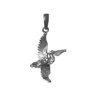 925 Sterling Silver Nautical Necklace Charm Pendant, Pelican Flying Million Charms Jewelry