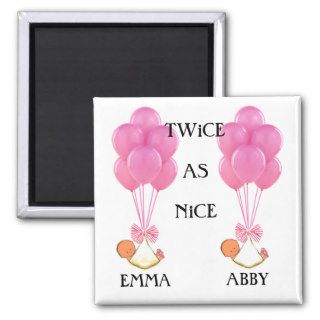 TWIN BABY SHOWER FAVORS REFRIGERATOR MAGNET
