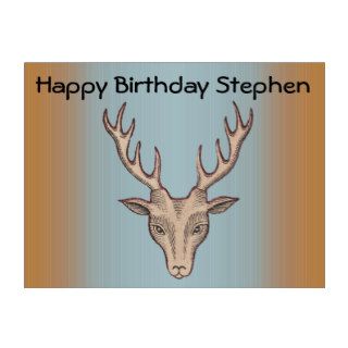 Vintage Surreal Deer Head Antlers Happy Birthday Yard Signs