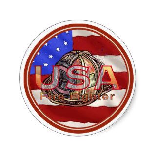 Firefighter Flag Rondo Round Sticker