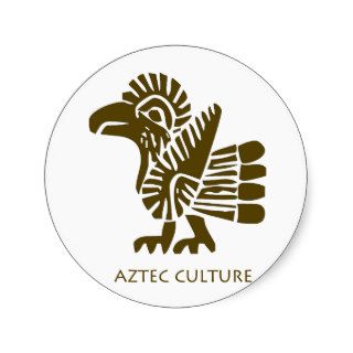¡Pájaro azteca de la cultura! ¡Arte antiguo fresco Etiqueta Redonda de