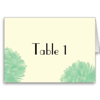Mint Green Cream Peony Wedding Table Number Greeting Cards