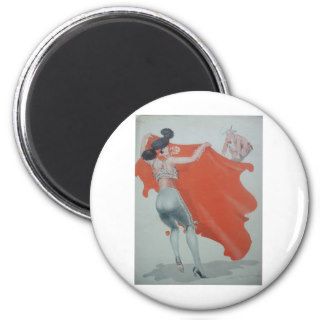 1920s Lady Bullfighter Holds Them Off Refrigerator Magnets