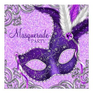 Elegant Purple and Pink Masquerade Party Announcement