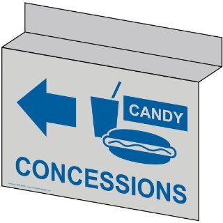 Concessions With Left Arrow Sign NHE 9695Ceiling BLUonPRLGY Wayfinding : Business And Store Signs : Office Products