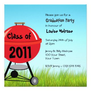 Graduation Summer BBQ Barbeque Party Custom Invites