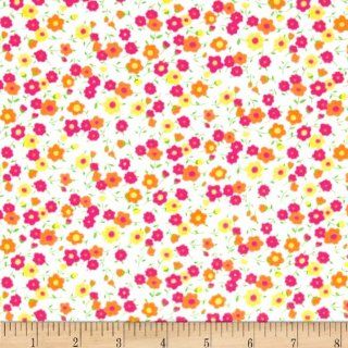 Printed Cotton Jersey Knit Petite Fleurs White/Multi Fabric By The YD