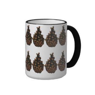 Two Rows of Pine Cones:  Oil Pastel Art Mugs