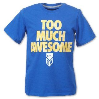 Nike Dri FIT "Too Much Awesome" Kids' Baseball Tee Shirt (Medium, Blue) Sports & Outdoors