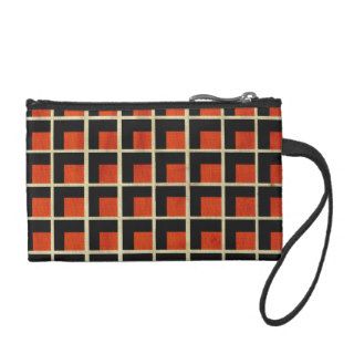 Retro Abstract Square Design Key Coin Clutch Change Purses