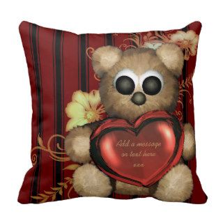 Love Heart Bear Throw Pillows