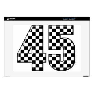 45 checkered number laptop decal