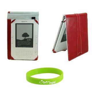 CrazyOnDigital  Kindle 2 Red Leather e Book Reader Carrying Case Cover (fits 6" display latest generation kindle 2) with anti scratch screen protector for kindle 2. Free CrazyonDigital Wristband is included: Kindle Store