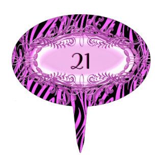 Add Number Zebra Pink Black For Birthday Cake Cake Toppers