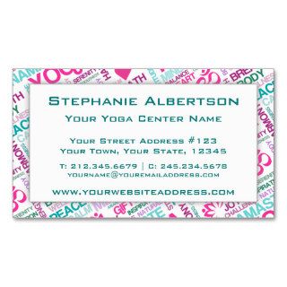 Namaste, Peace and Harmony Pink YOGA Pattern Business Card Templates
