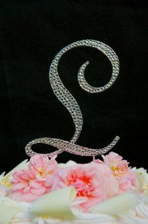 Swarovski Crystal Monogram Wedding Cake Topper Large Letter L: Decorative Cake Toppers: Kitchen & Dining