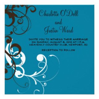 flourish; blue wedding announcements