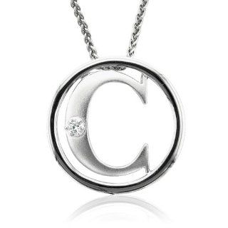Sterling Silver Alphabet Initial Letter C Diamond Pendant Necklace (HI, I1 I2, 0.05 carat): Diamond Delight: Jewelry