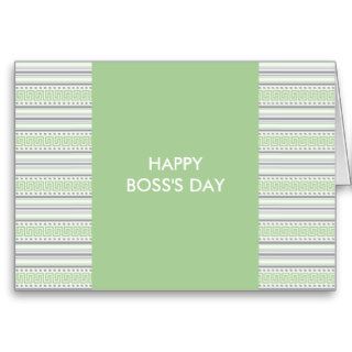 Fret Stripe Pistachio Happy Boss's Day Greeting Cards