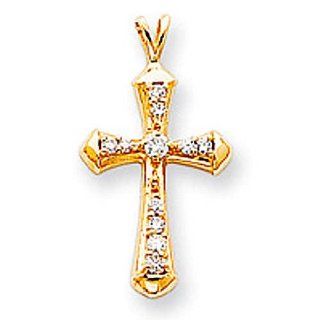 14k AA Diamond Cross Pendant 18mmx29mm: Jewelry