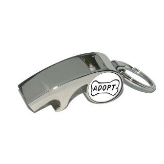 Adopt Dog Bone   Animal Shelter Adoption   Plated Metal Whistle Bottle Opener Keychain Key Ring: Automotive