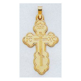 14kt Yellow Gold Eastern Orthodox Cross   XR568: Charms: Jewelry