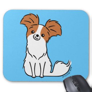 Cute Papillon Puppy Dog   Brown & White Mouse Pads
