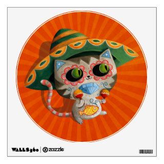Mexican Cat with Sombrero Wall Graphic