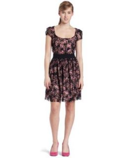 Necessary Objects Juniors Scoop Neck Dress, Black/Pink, X Small at  Womens Clothing store: