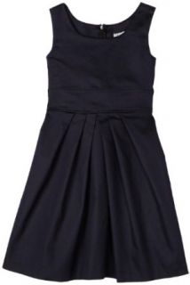Necessary Objects Girls 7 16 Satin Denim Party Dress, Navy, Small: Clothing