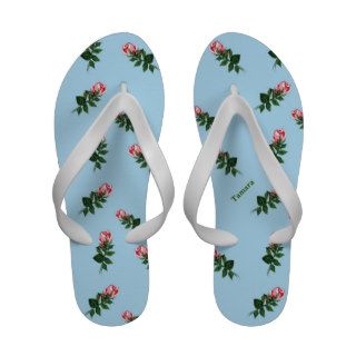 Elegant Pink English Tea Roses Pattern Custom Flip Flops