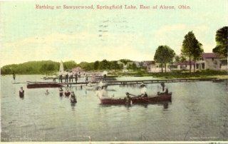 1913 Vintage Postcard   Bathing at Sawyerwood   Springfield Lake near Akron Ohio: Everything Else