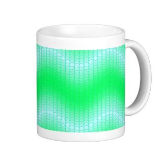 Light Blue Green Dot Wave Coffee Mugs
