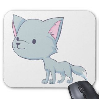 Custom Cute Smiling Cartoon Grey Baby Wolf Mouse Pads