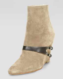 Reily Harness Suede Wedge Bootie, Stone   Elizabeth and James   Stone (38.0B/8.