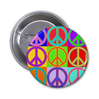 Colorful Peace Sign Warhol Design Pinback Button