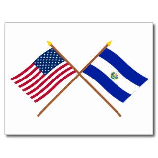 US and El Salvador Crossed Flags Post Cards